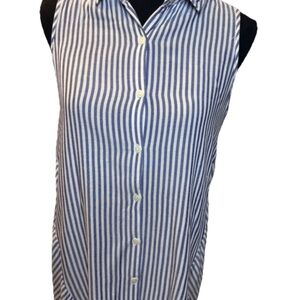 Max Studio Women's Asymmetrical Lavender & White Sleeveless Striped Shirt, XS